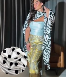 H22 بدلة الجاكار التركي  3 قطع مع شال المنقط الترند حالياً موضح لكم صوره الشال بالصور